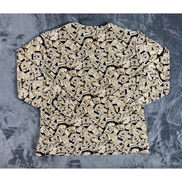 VTG Sophisticates By Pendleton Tan Mixed Print Long Sleeve Blouse Sz 14 USA Made - Picture 2 of 7